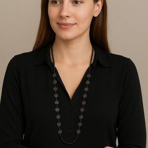 NWT Marlyn Schiff Black Beaded Necklace